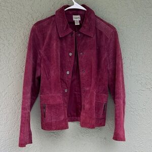 Chico's Plum Suede Leather Jacket